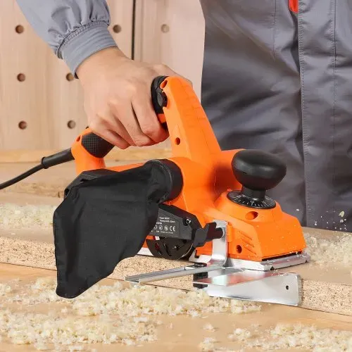VEVOR Elektrohobel, 82 mm Schnittbreite, 900 W, 14500 U/min, Handhobel für Holz, mit einstellbarer Schnitttiefe, 2 Klingen, für Holzbearbeitung, Holzfasen, Heimwerkerarbeiten, Hobelmaschine – Bild 7