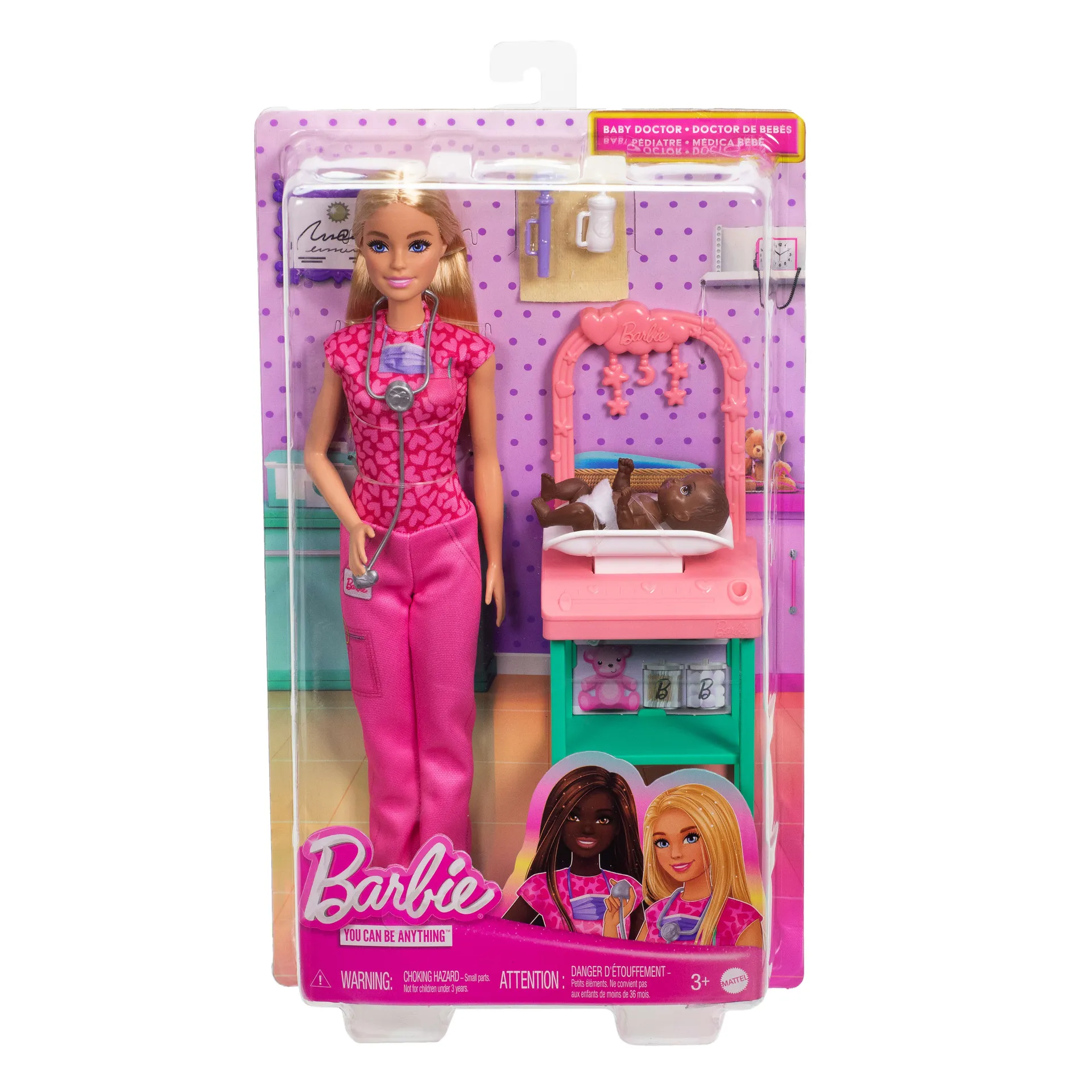 Barbie Kinderärztin-Puppe mit blonder Modepuppe, 1 Baby-Patientenpuppe, Möbel und Zubehör – Bild 6