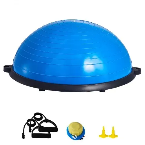 VEVOR Halb-Gymnastikball-Trainer, 584 mm Balance Ball Trainer, 300 kg Tragkraft Stabilitätsball, Yoga-Ball mit Widerstandsbändern und Fußpumpe, Kraft-Fitnessball für das Heim-Fitnessstudio, Blau – Bild 8