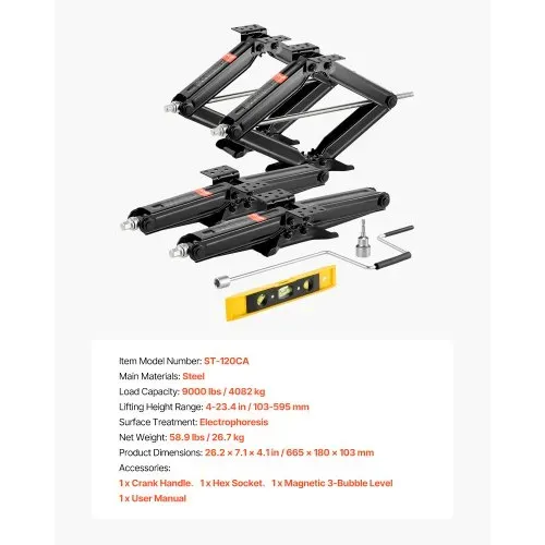VEVOR RV Scherenwagenheber Wagenheber mit Kurbelgriff & Steckschlüssel & Wasserwaage (4 Stk.) Stabilisator Nivellierung 103-595 mm Stabilisatorwagenheber nicht leicht verformbar 4082 kg belastbar – Bild 6