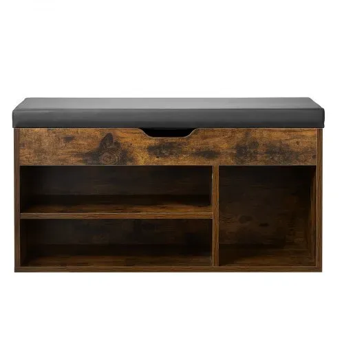 VEVOR Schuhregalbank Schuhbank (805 x 305 x 445 mm), Eingangsbereichsbank mit anhebbarem Stauraum & Polster, Schuhregal mit 3 Fächern (136 kg belastbar), für Haustür Flur Wohnzimmer Schwarz – Bild 8