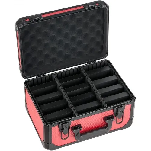 VEVOR Kartenaufbewahrungsbox für 96 PSA-Slab-Karten Karten-Sammelbox Rot, Geeignet für 76 SGC, 68 BGS, 347 Toploader oder über 999 Lose Karten, mit 3 Reihen, Tragegriff, 12 Trennfächern & Schlüsseln – Bild 10