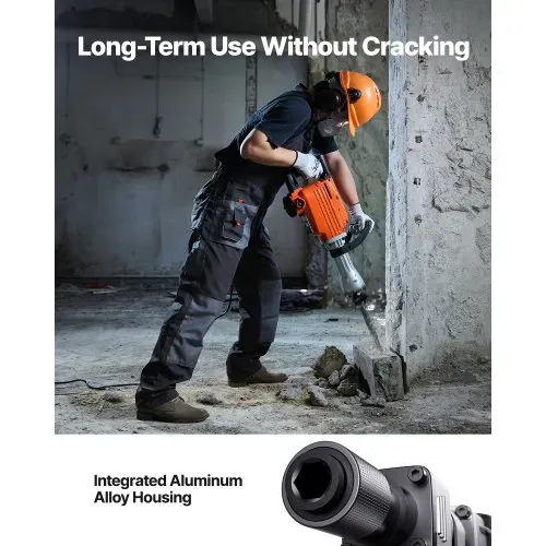 VEVOR Hochleistungs-Betonbrecher Abbruchhammer 2200 W, Elektroabbruchhammer, Bohrhammer Betonhammer Stemmhammer 1400 BPM, inkl. 6 Meißel Spitzmeißel, Flachmeißel, Schabemeißel für Schiefer, Beton usw. – Bild 3