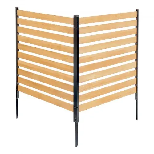 VEVOR Sichtschutzzaun Holz, 1100x982 mm, 2-Paneele-Gartenzaun für Klimaanlagen, Umzäunung für Poolausrüstung mit Metallpfählen, Lattenzaun, Mülltonnenversteck für den Außenbereich als Gartendekoration – Bild 9