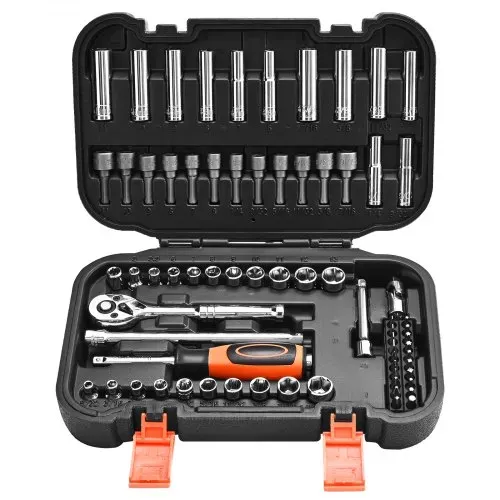 VEVOR Steckschlüsselsatz Ratschensatz 70-tlg. 6,4-mm-Antrieb, SAE und metrisch, tief und flach, Mechaniker-Werkzeugsatz mit Bits Zubehör Aufbewahrungskoffer, CR-V-Legierungsstahl, für Autoreparatur VEVOR Steckschlüsselsatz Ratschensatz 70-tlg. 6,4-mm-Antrieb, SAE und metrisch, tief und flach, Mechaniker-Werkzeugsatz mit Bits Zubehör Aufbewahrungskoffer, CR-V-Legierungsstahl, für Autoreparatur