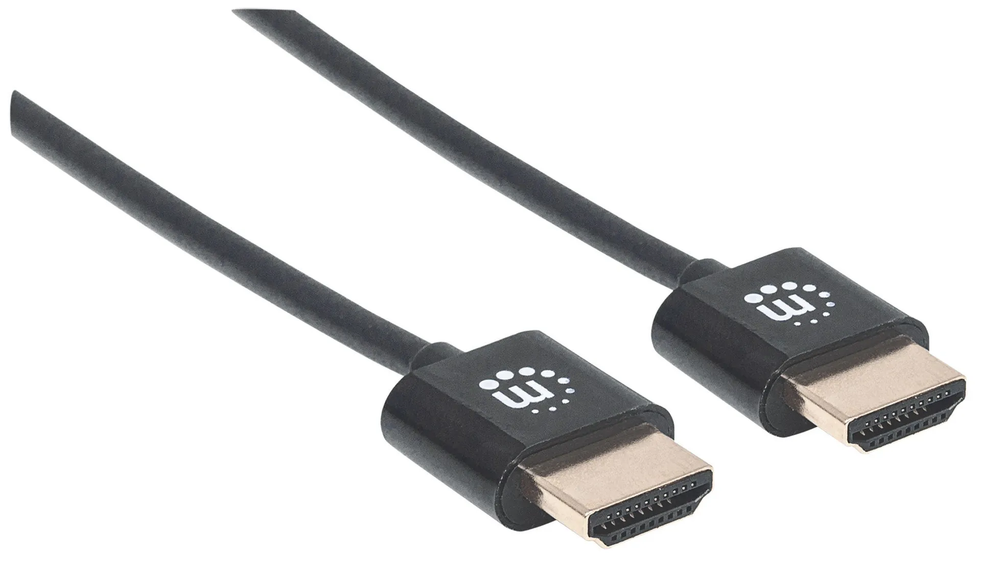 Manhattan Ultradünnes High Speed HDMI-Kabel mit Ethernet-Kanal, HEC, ARC, 3D, 4K, HDMI-Stecker auf HDMI-Stecker, geschirmt, schwarz, 0,5 m – Bild 2