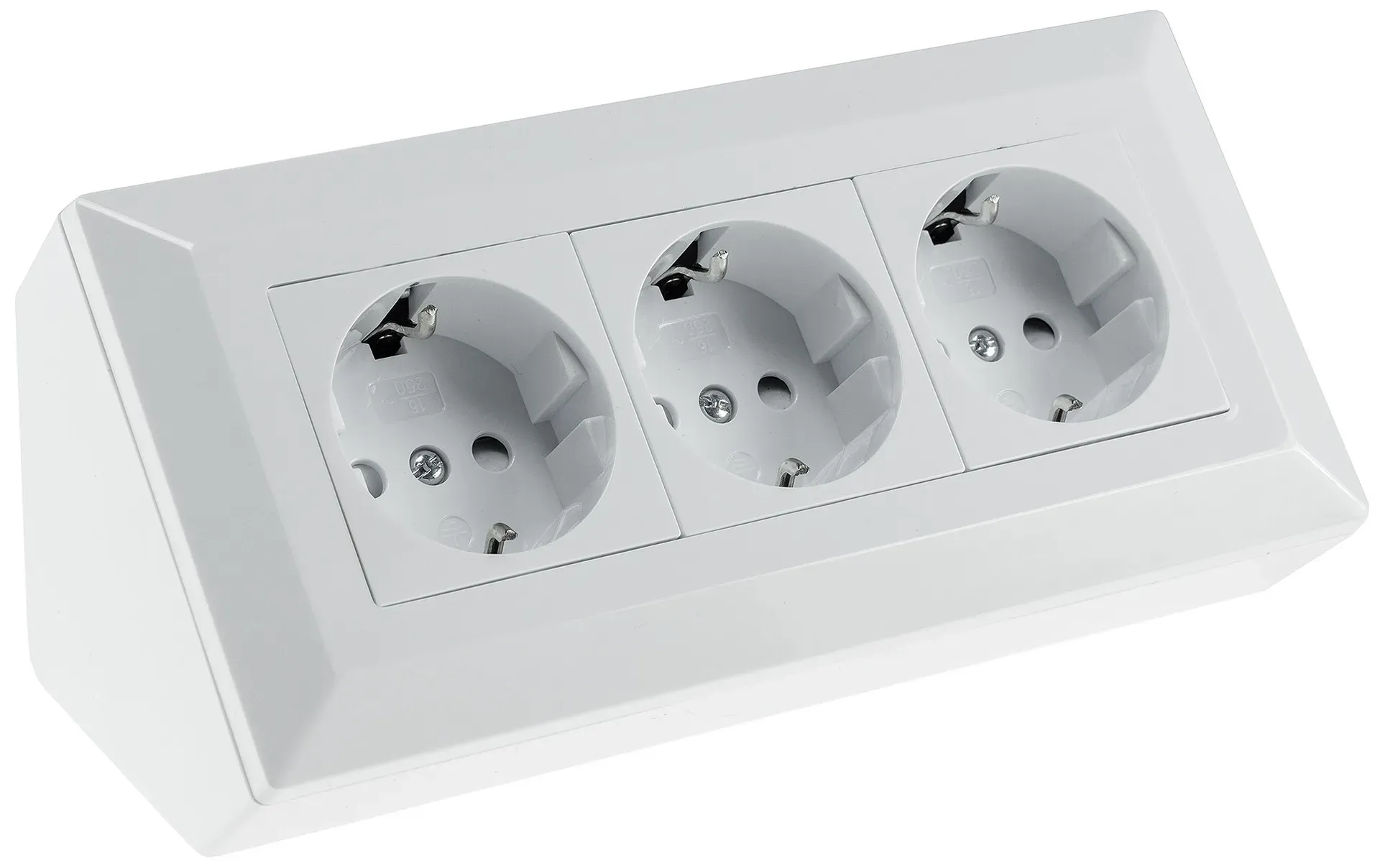 3-fach Steckdosenblock, weiß 250V~/ 16A, Aufbaumontage 3-fach Steckdosenblock, weiß 250V~/ 16A, Aufbaumontage