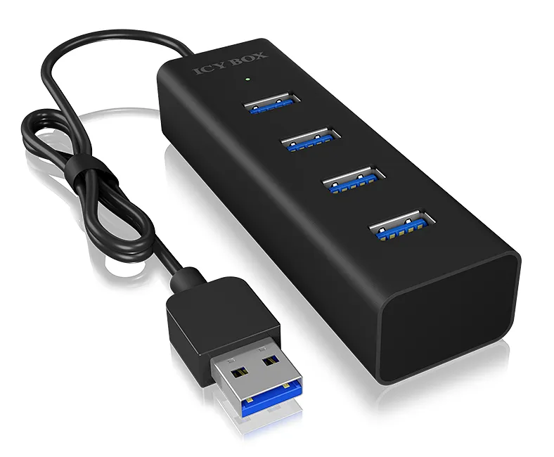 ICY BOX IB-HUB1409-U3, Type-A zu USB 3.2 Gen 1 to 4-Port Type-A Hub, Aluminium, black – Bild 3