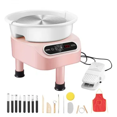 VEVOR Töpferscheibe, 25 cm Töpferformmaschine, 350 W elektrische Töpferscheibe mit Pedal & LCD-Touchscreen, Direktantrieb-Keramikscheibe mit 3 Stützbeinen für DIY-Kunsthandwerk, Rosa VEVOR Töpferscheibe, 25 cm Töpferformmaschine, 350 W elektrische Töpferscheibe mit Pedal & LCD-Touchscreen, Direktantrieb-Keramikscheibe mit 3 Stützbeinen für DIY-Kunsthandwerk, Rosa