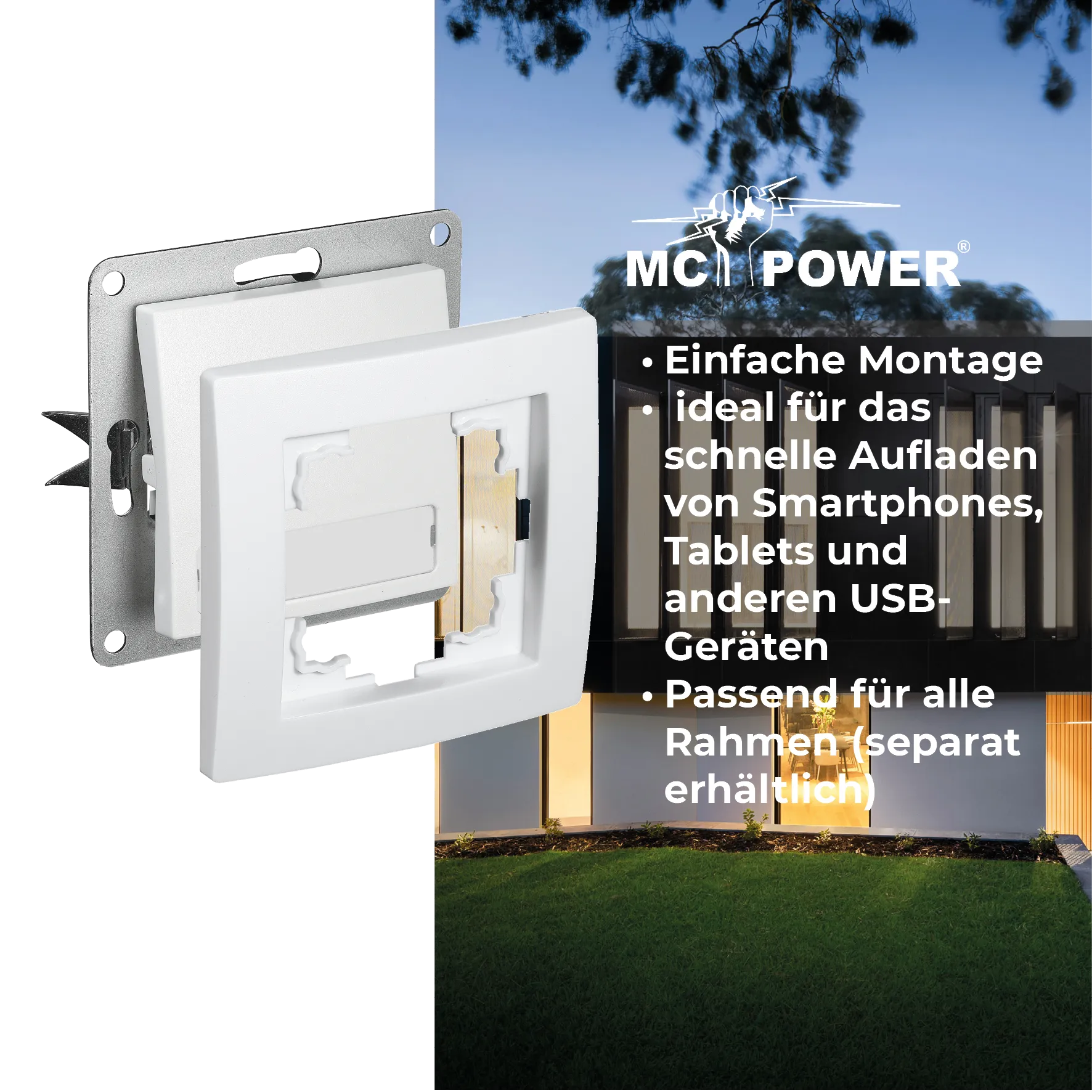 Taster McPower ''Flair'' mit Namensschild, 250V~/10A, UP, weiß – Bild 5