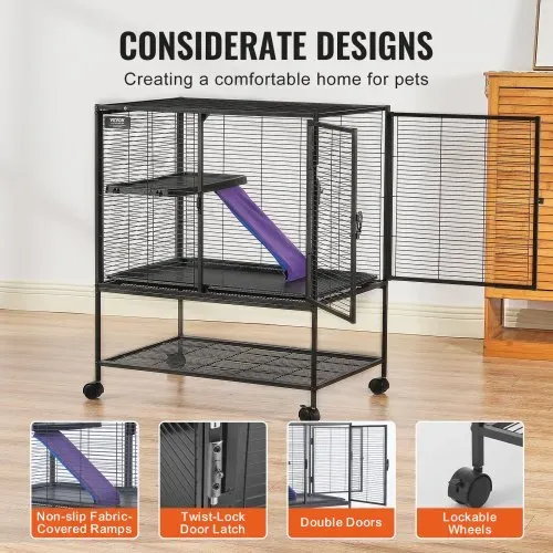 VEVOR 36" rollender Frettchenkäfig aus Metall, großer 2-stöckiger Critter Nation-Käfig, Kleintierkäfig mit Rampen und Tablett, einfach aufzubauen für Hausratten, Hamster, Meerschweinchen, Chinchillas, Eichhörnchen, Igel, Hasen – Bild 5