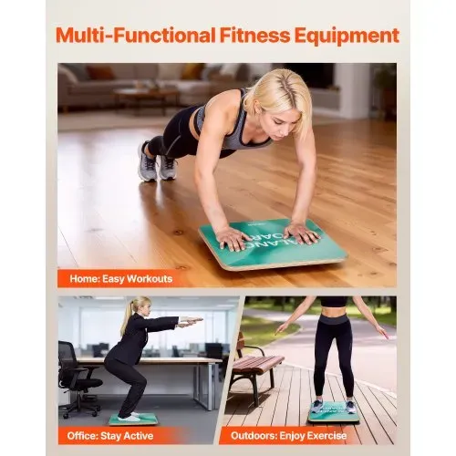 VEVOR Balance Board für Erwachsene 500 x 500 x 18 mm, 360° Drehbares Wackelbrett, 3-fach Verstellbares Balance-Trainingsgerät aus Holz, Rutschfeste Oberfläche für Core-Training, Heimfitnessstudio – Bild 5