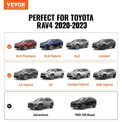 VEVOR Dachträger-Querstangen, Kompatibel mit Toyota RAV4 2020–2023, 72,57 kg Tragfähigkeit, rostfreie Aluminium-Querstangen mit Schlössern, Dachgepäckträger (nicht geeignet für Adventure/TRD Off-Road) VEVOR Dachträger-Querstangen, Kompatibel mit Toyota RAV4 2020–2023, 72,57 kg Tragfähigkeit, rostfreie Aluminium-Querstangen mit Schlössern, Dachgepäckträger (nicht geeignet für Adventure/TRD Off-Road)