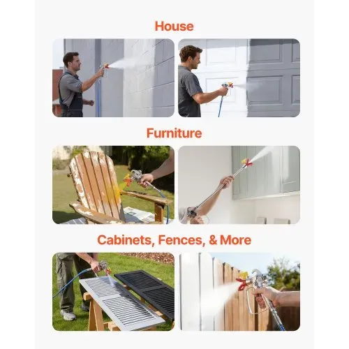 VEVOR Membran-Airless-Farbspritzgerät 2000 W, Rollbares Farbspritzgerät mit 22,75 MPa Hochdruck, 10 m Hochdruckschlauch, Reinigungsnadel und Bürste, für DIY-Sprüharbeiten im Innen- und Außenbereich – Bild 5