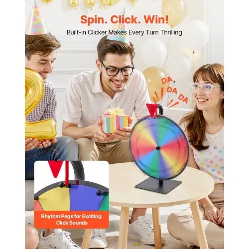 VEVOR Glücksrad Drehrad (305 mm) 12 Slots Glücksrad mit Ständer, Lotteriespiele Gewinn-Roulette mit Tafelschwamm und 2 Markern, 6 Farben, Spinning Prize Wheel ideal für Party Kneipe Messe VEVOR Glücksrad Drehrad (305 mm) 12 Slots Glücksrad mit Ständer, Lotteriespiele Gewinn-Roulette mit Tafelschwamm und 2 Markern, 6 Farben, Spinning Prize Wheel ideal für Party Kneipe Messe
