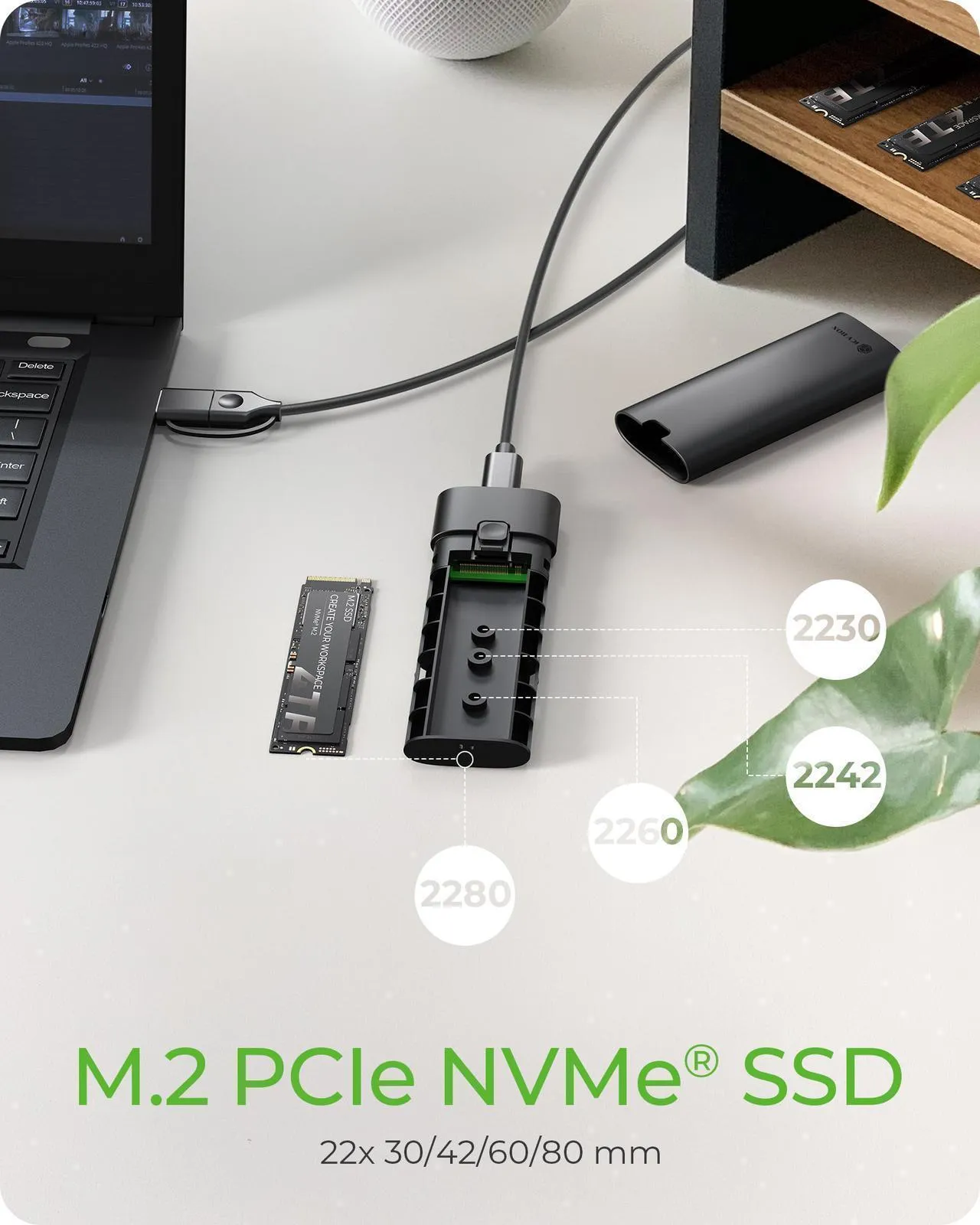 ICY BOX M.2 NVMe SSD Gehäuse, werkzeutloser Einbau, Host USB 3.2 Gen 2 Type-C+A, 10 Gbps, Aluminium – Bild 3
