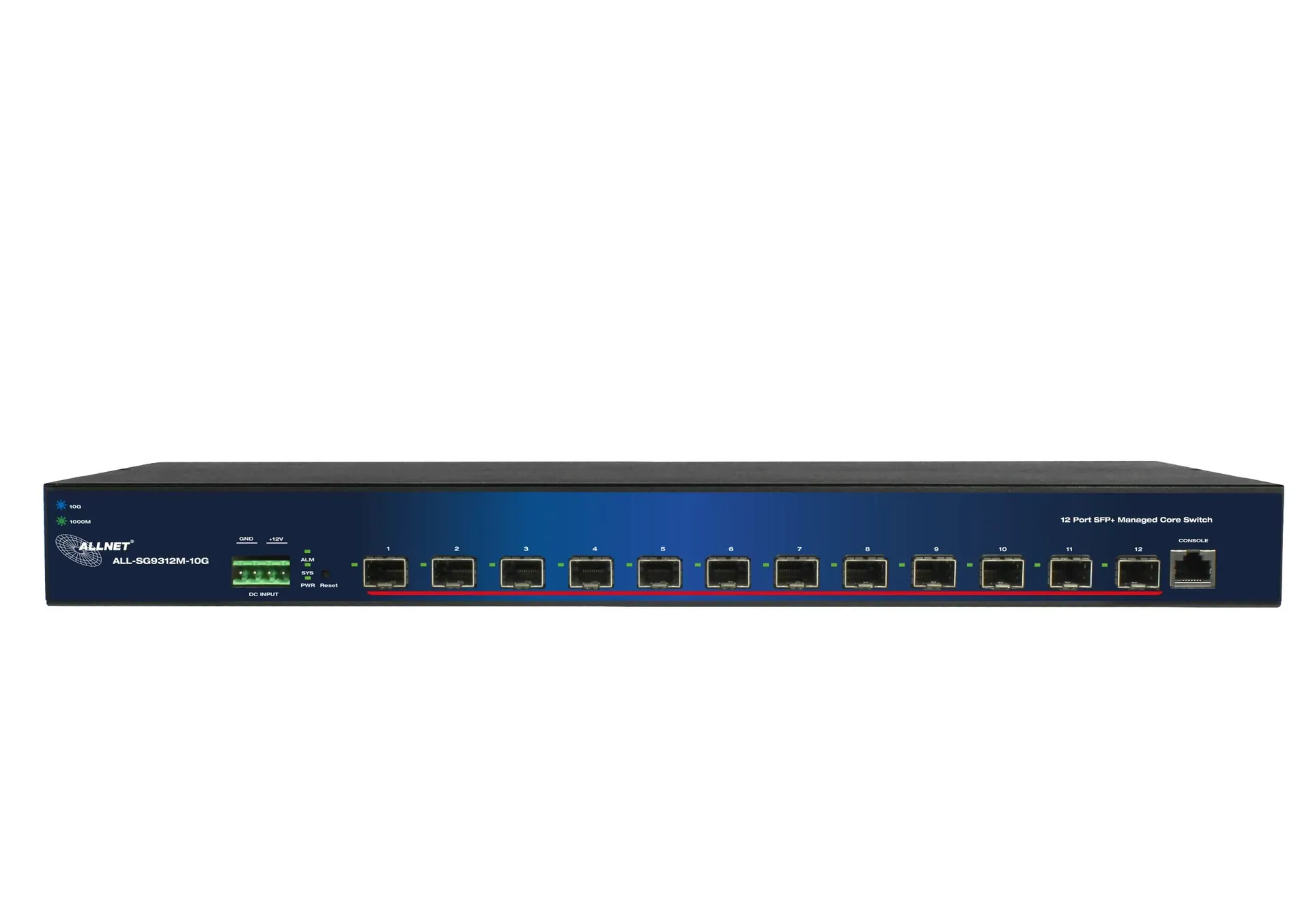 ALLNET Switch smart managed Layer2 12 Port • 12x SFP+ 10GbE • 19″ • ALL-SG9312M-10G • Core-Switch • Redundant Power Option ALLNET Switch smart managed Layer2 12 Port • 12x SFP+ 10GbE • 19″ • ALL-SG9312M-10G • Core-Switch • Redundant Power Option