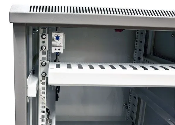 ALLNET 19"Schrank, 12HE, B600/T 800mm, Glastür, Lichtgrau, SNB-Serie, – Bild 6