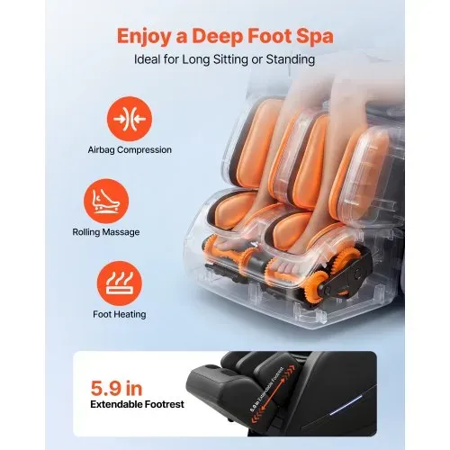 VEVOR Massagesessel, 3D-Zero-Gravity-Relaxsessel mit Ausziehbarer Fußstütze, Automatikprogrammen, Airbags, Heizfunktion für Taille & Beine, Bluetooth-Lautsprecher, Touchscreen für Zuhause & Büro – Bild 5