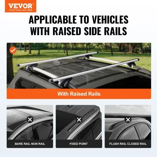 VEVOR Dachträger Universal Dachgepäckträger Auto Alu Querträger 90 kg Tragkraft, für erhöhte Seitenschiene mit Lücke, passend Innenabstand des Dachbalkens 19-113cm, Rohrdurchmesser 28-68 mm VEVOR Dachträger Universal Dachgepäckträger Auto Alu Querträger 90 kg Tragkraft, für erhöhte Seitenschiene mit Lücke, passend Innenabstand des Dachbalkens 19-113cm, Rohrdurchmesser 28-68 mm