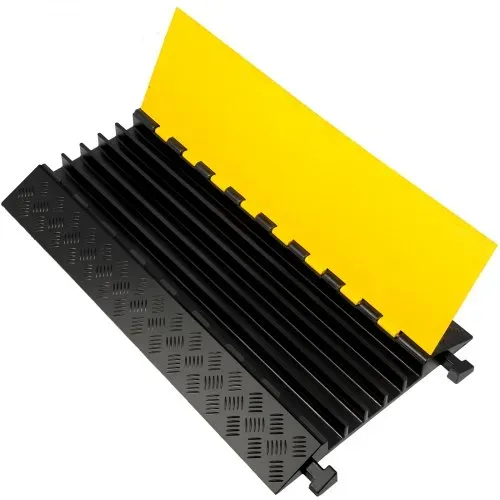 VEVOR Kabelbrücke 88,9x50,8x5 cm 5 Kanal Kabelschutzmatte aus Handelsüblichem Thermoplastischem Kautschuk mit Modularem Design Hohe Sicherheit für Parkplätze, Lagerhallen, Schulen, Gehwege – Bild 9