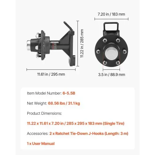 VEVOR Versandcontainer-Räder, 3200 kg, 6-Loch-Räder-Set, robuste Versandcontainer-Achse mit Ratschen-Zurrgurt, bewegt sich 6 m bis 12 m, sicherer Transport für Dock, Lager, Baustelle, Schwarz – Bild 6