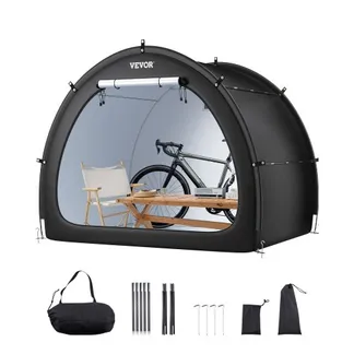 VEVOR Fahrradzelt, 4 bis 5 Fahrräder, geräumige Fahhrradgarage mit belüftetem Fenster, fächerförmige Fahrradschuppe mit hochfestem Fiberglas & Doppelreißverschlüssen, 2190x1550x1730 mm VEVOR Fahrradzelt, 4 bis 5 Fahrräder, geräumige Fahhrradgarage mit belüftetem Fenster, fächerförmige Fahrradschuppe mit hochfestem Fiberglas & Doppelreißverschlüssen, 2190x1550x1730 mm