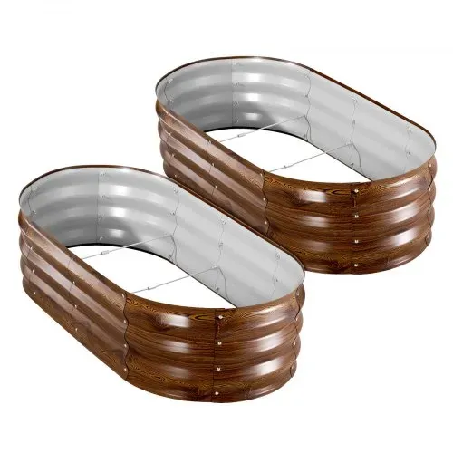 VEVOR Hochbeet Metall 2er-Pack 120x60x30 cm, Ovales Gartenbeet, Pflanzkasten-Set für den Außenbereich, Gemüsebeet mit Handschuhen, Blumenbeet Bodenlos, Pflanzbeet für Blumen & Gemüse – Bild 9
