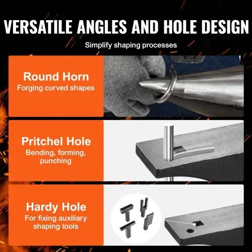 VEVOR Amboss Einzelner Hornamboss 30kg Stahlamboss Geschmiedeter Amboss Robuster Hornamboss Schmied Juweliere Metallschmied Schmiedewerkzeug Geeignet für Nieten, Abflachen, Schmieden und Formen – Bild 4