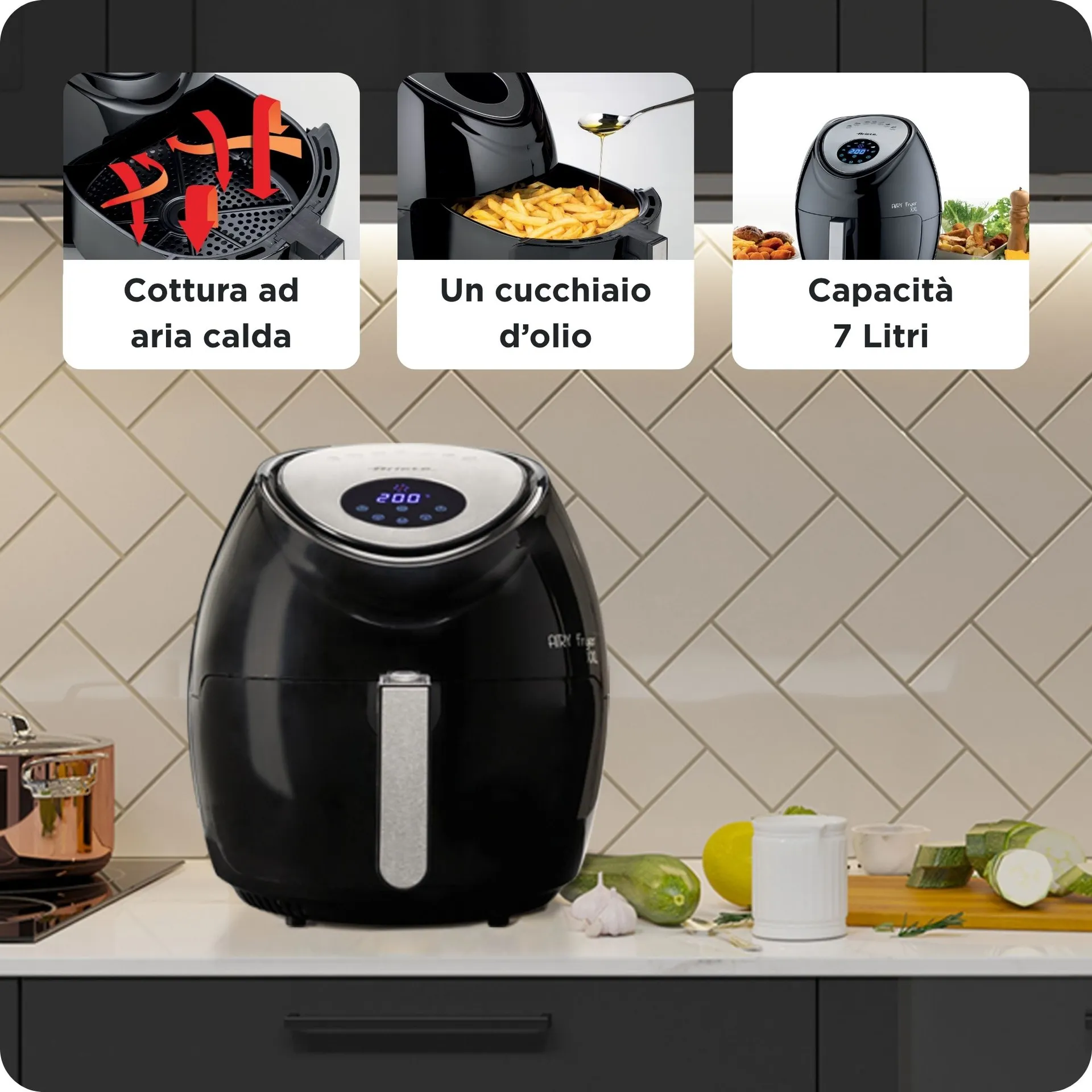 Ariete 4618/00 Einzelbild 7 l Eigenständig 1800 W Heißluftfritteuse Schwarz – Bild 6