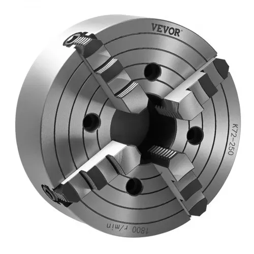 VEVOR 4-Backen-Drehfutter, 250 mm, Spannfutter, 15-250 mm Spannbereich mit T-Schlüssel-Befestigungsschrauben, umkehrbare Backen, HT300-Material, für Holz-Metall-Drehmaschine – Bild 8