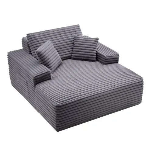 VEVOR Chaiselongue Relaxliege 124 cm, gepolstertes Schlafsofa mit Dekokissen & Armlehnen, Schlafcouch mit tiefer Sitzfläche für Wohnzimmer Schlafzimmer, Loungesessel aus hochelastischem Schwamm – Bild 8