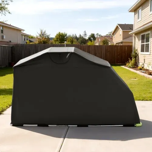 VEVOR Motorrad Zeltgarage, Motorrad Abdeckplane 2790x1095x1600 mm, Motorradgarage mit Sicherheitsschloss, 600D Oxford-Klappzelt, Allwetter-Motorradabdeckung mit Belüftungsfenstern, Schwarz – Bild 7