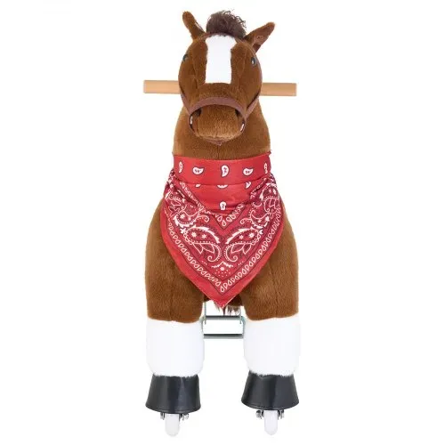 VEVOR Reitpferd auf Rollen 76cm, 50kg Belastbares Stehpferd mit Soundfunktion, Spielpferd mit Erhöhtem Sitz Griffen & Pedalen, Braunes Schaukelpferd zum Draufsitzen & Reiten für Kinder von 3-6 Jahren – Bild 10