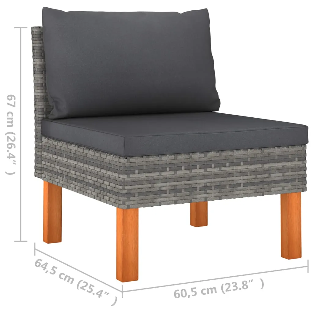 vidaXL Mittelsofas 2 Stk. Poly Rattan und Eukalyptus Massivholz – Bild 9