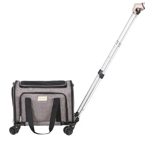 VEVOR Hundetrolley Faltbarer Hunderucksack Max.11,3kg Tragfähigkeit Transporttasche aus 600D Oxford-Stoff Hundewagen mit 4 Rädern Aufbewahrungstaschen Haustier Trolley Ideal für Autoreisen Ausflüge – Bild 10