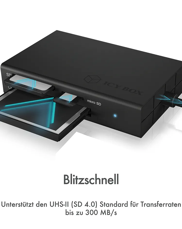 ICY BOX IB-CR401-C3, Type-C® USB 3.2 Gen 1 Kartenleser (CF, SD 4.0, micro SD 4.0), UHS-II, mit USB 3.2 Gen 1 Type-C® Hostanschluss – Bild 4