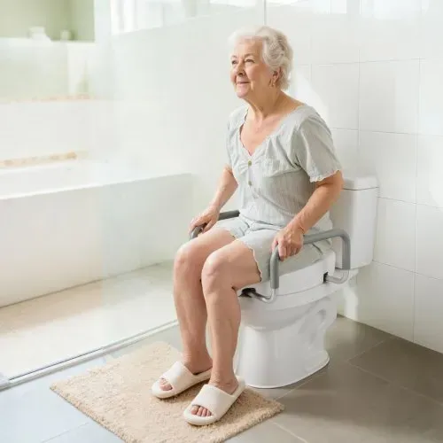 VEVOR Toilettensitzerhöhung Toilettenerhöhung mit 136 kg Tragkraft & 88,9 mm Hubhöhe, erhöhter Toilettensitz mit Armlehnen für ältere Menschen Senioren Behinderte Erwachsene, verbreiterter Sitz – Bild 7