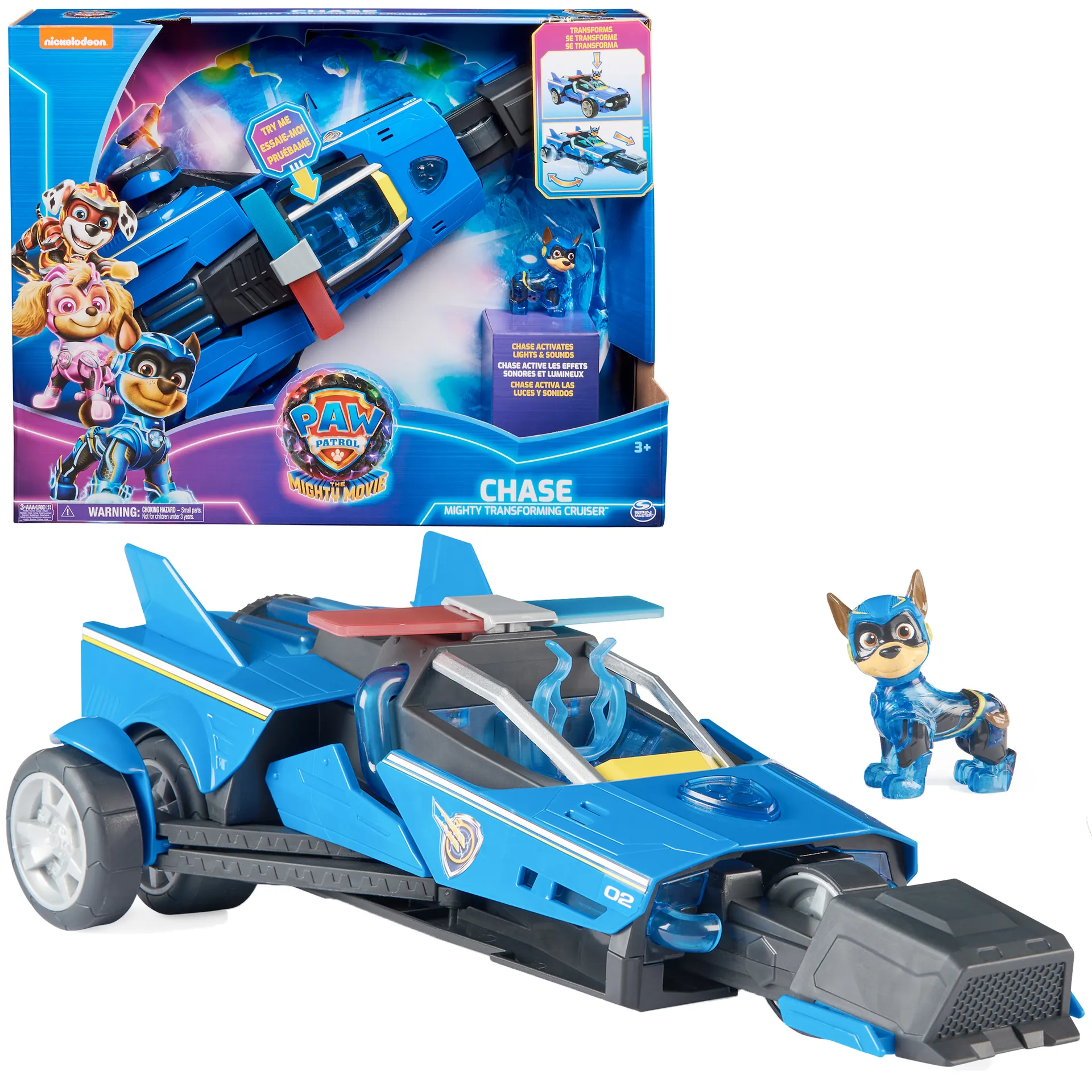 PAW Patrol : Der Mighty Kinofilm, 40cm langes Chase Deluxe Superhelden-Raketenfahrzeug inkl. Chase Figur, Licht und Geräuschen, Spielzeug geeignet für Kinder ab 3 Jahren PAW Patrol : Der Mighty Kinofilm, 40cm langes Chase Deluxe Superhelden-Raketenfahrzeug inkl. Chase Figur, Licht und Geräuschen, Spielzeug geeignet für Kinder ab 3 Jahren