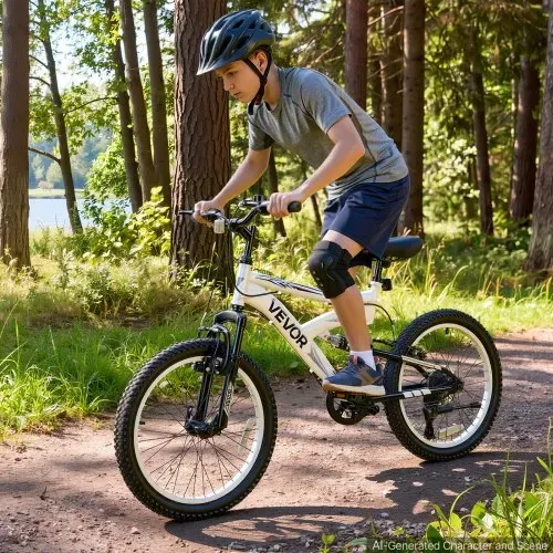 VEVOR Mountainbike 20 Zoll 6-Gang Fahrrad Kohlenstoffstahl mit Vollfederung für Freizeitfahrten in Parks und auf Radwegen, mit Verstellbarem Sattel, Klingel, Reflektoren, Lichthalterung und Bremsen – Bild 7