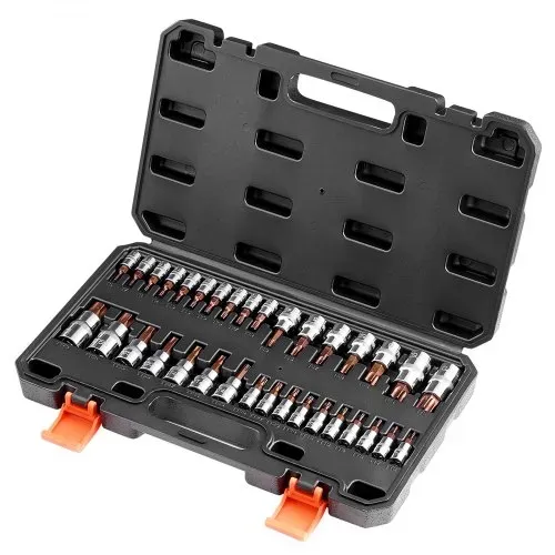 VEVOR Torx Bohrer Steckschlüsselsatz 34-tlg, massiver Stern & manipulationssicher T6-T70, S2-Legierungsstahl & Cr-V-Stahl, 1/4 & 3/8 & 1/2 Zoll Antriebe, mit Aufbewahrungskoffer, für Handbenutzung – Bild 10