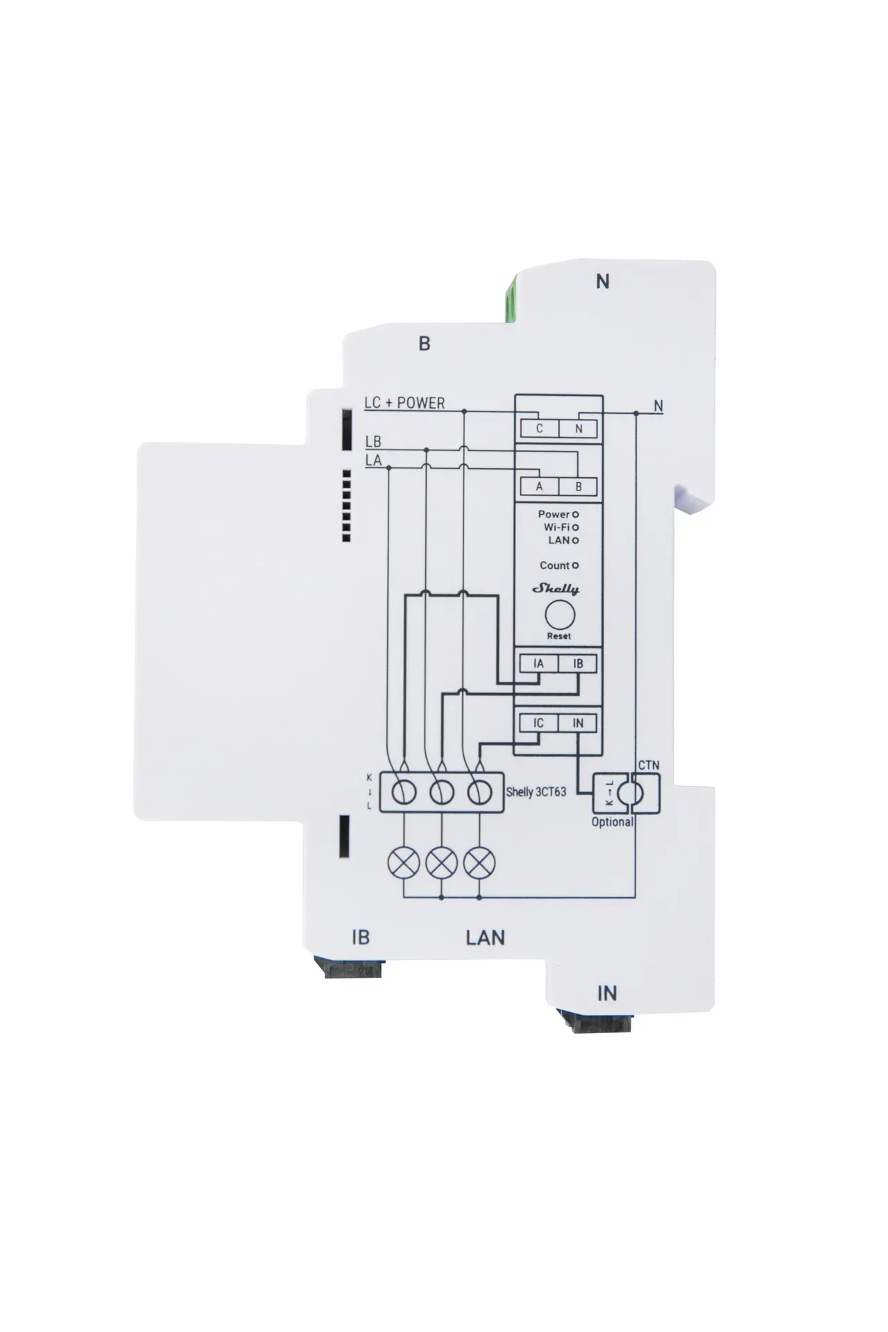 Shelly · Hutschiene · "Pro 3EM-3CT63" · Stromzähler · inkl. CT · Messfunktion · WLAN · LAN · BT – Bild 4