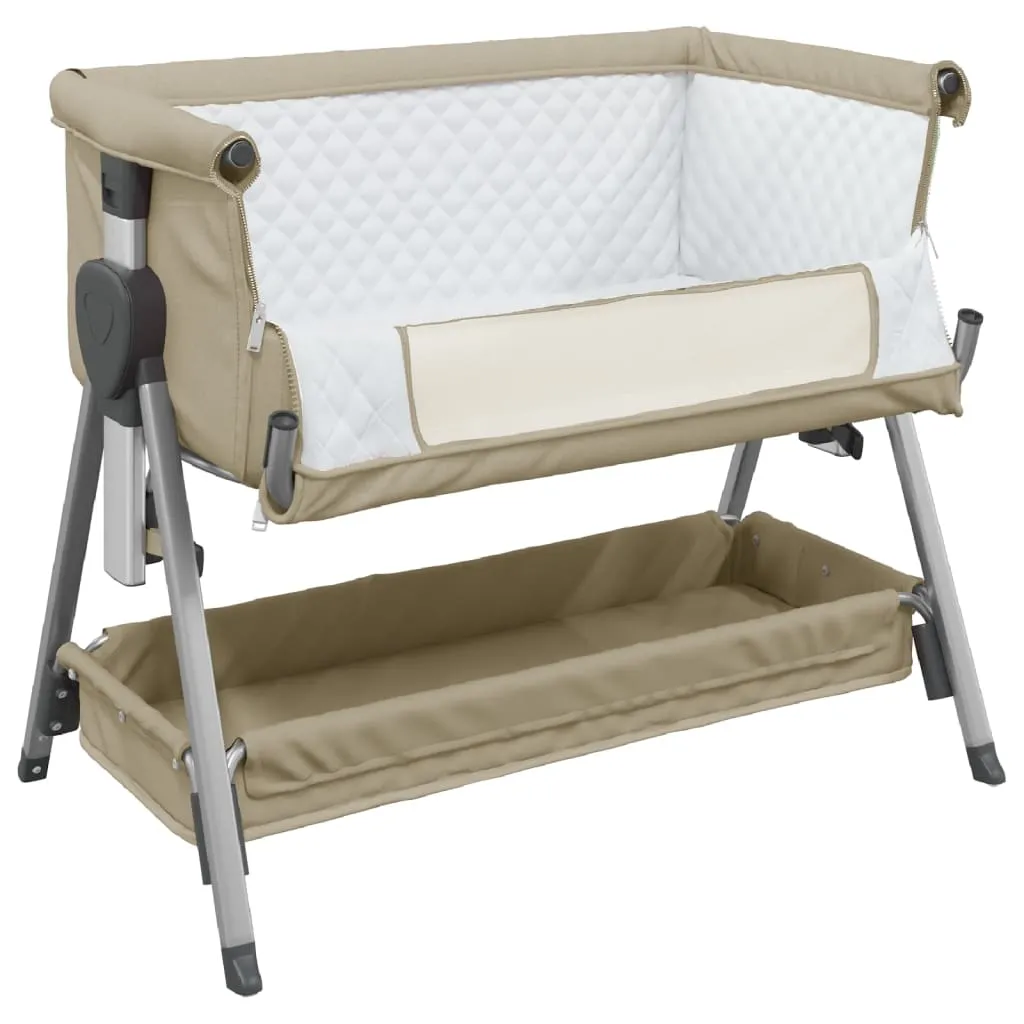 vidaXL Babybett mit Matratze Taupe Leinenstoff – Bild 4