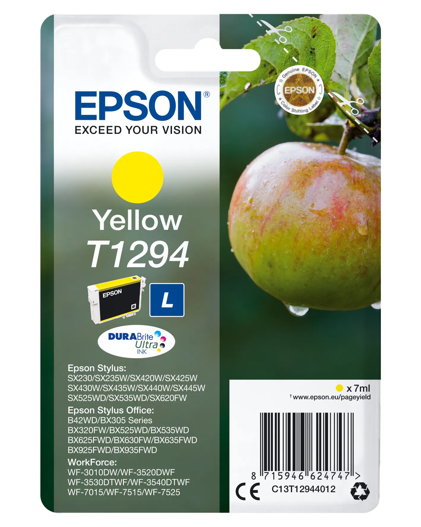 Epson Apple Singlepack Yellow T1294 DURABrite Ultra Ink Epson Apple Singlepack Yellow T1294 DURABrite Ultra Ink