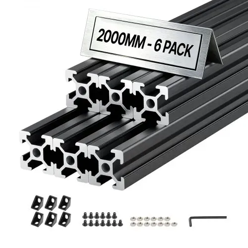 VEVOR 2020 Aluminium Profile 6 Stk. 2 m, Eloxierte T-Nut-Aluprofile nach EU-Standard, Hochfestes Strangpressprofil, Aluminiumschiene für 3D-Druckerteile, CNC-DIY-Werkbänke und Montage, Schwarz VEVOR 2020 Aluminium Profile 6 Stk. 2 m, Eloxierte T-Nut-Aluprofile nach EU-Standard, Hochfestes Strangpressprofil, Aluminiumschiene für 3D-Druckerteile, CNC-DIY-Werkbänke und Montage, Schwarz