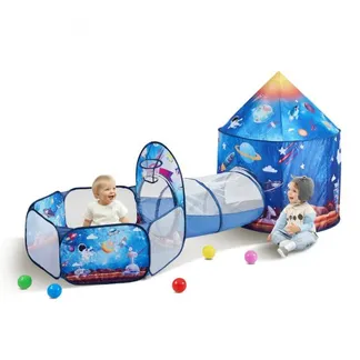 VEVOR 3-in-1-Kinderspielzelt mit Tunnel für Jungen Mädchen Babys und Kleinkinder Pop-Up-Spielhaus für drinnen und draußen mit Tragetasche und Bindebändern königsblaues Raketenthema VEVOR 3-in-1-Kinderspielzelt mit Tunnel für Jungen Mädchen Babys und Kleinkinder Pop-Up-Spielhaus für drinnen und draußen mit Tragetasche und Bindebändern königsblaues Raketenthema