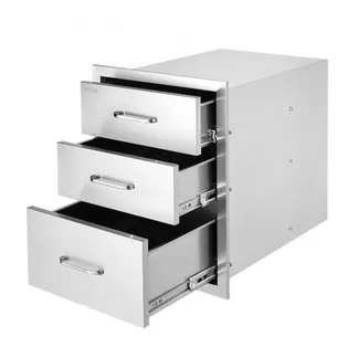 VEVOR Outdoor-Küche Edelstahl Dreifach-Zugang BBQ Schubladen mit Chrom Griff, 458 x 585 x 588 mm VEVOR Outdoor-Küche Edelstahl Dreifach-Zugang BBQ Schubladen mit Chrom Griff, 458 x 585 x 588 mm