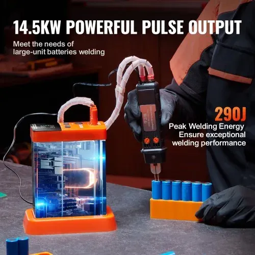 VEVOR Akku-Punktschweißgerät, 14,5 kW Kondensator-Energiespeicher, Impuls-Punktschweißgerät mit 73B-Schweißstift, 801D-Hochleistungs-Punktschweißgerät und 2 Schweißmodi für 0,1–0,3 mm reines Nickel – Bild 2