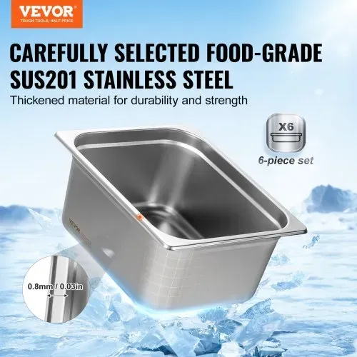 VEVOR 1/2-Größe 1/2 Gastronormbehälter, Edelstahl Behälter 6 Stk. 325 x 266 x 148 mm Speisebehälter, kommerzieller Dampfpfanne Warmhaltebehälter, Hotelpfanne Tisch Food Pan Buffet VEVOR 1/2-Größe 1/2 Gastronormbehälter, Edelstahl Behälter 6 Stk. 325 x 266 x 148 mm Speisebehälter, kommerzieller Dampfpfanne Warmhaltebehälter, Hotelpfanne Tisch Food Pan Buffet