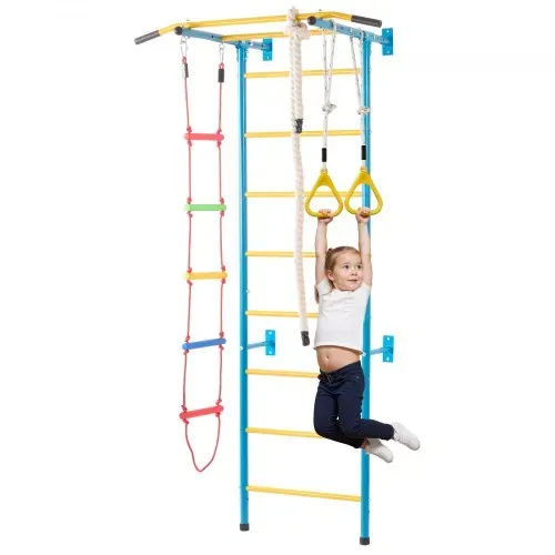 VEVOR Sprossenwand Turnwand Klettergerüst für Kinder (ab 3 Jahren), 5-in-1-Set mit schwedischer Leiter aus Karbonstahl, Klimmzugstange & Strickleiter & Turnringen 100 kg belastbar mehrfarbig VEVOR Sprossenwand Turnwand Klettergerüst für Kinder (ab 3 Jahren), 5-in-1-Set mit schwedischer Leiter aus Karbonstahl, Klimmzugstange & Strickleiter & Turnringen 100 kg belastbar mehrfarbig